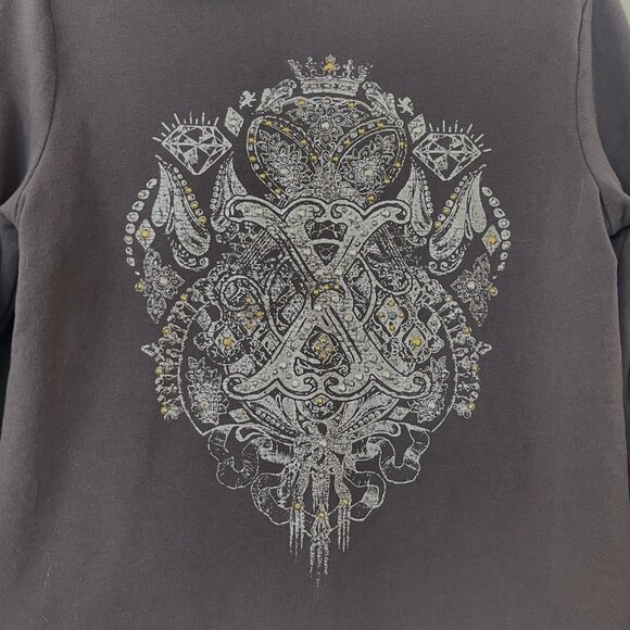 Express Hoodie Medium Dark Gray Embellished Vintage Full Zip - Picture 3 of 7